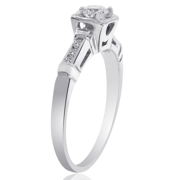 0.30 Ct Round Cut Diamond Engagement Vintage Ring - Picture 2 of 6